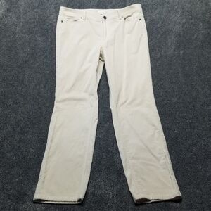 J. Jill 14 Pants Velour Straight Leg 5 Pocket Cream Preppy Bohemian Holiday